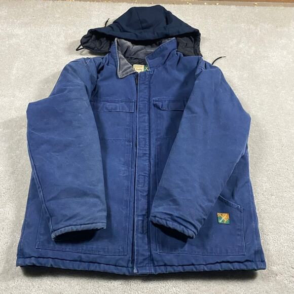 VTG Wear Guard Jacket Mens XL Blue Workwear Mechanic Canvas Quilted Faded Grunge - Picture 1 of 9